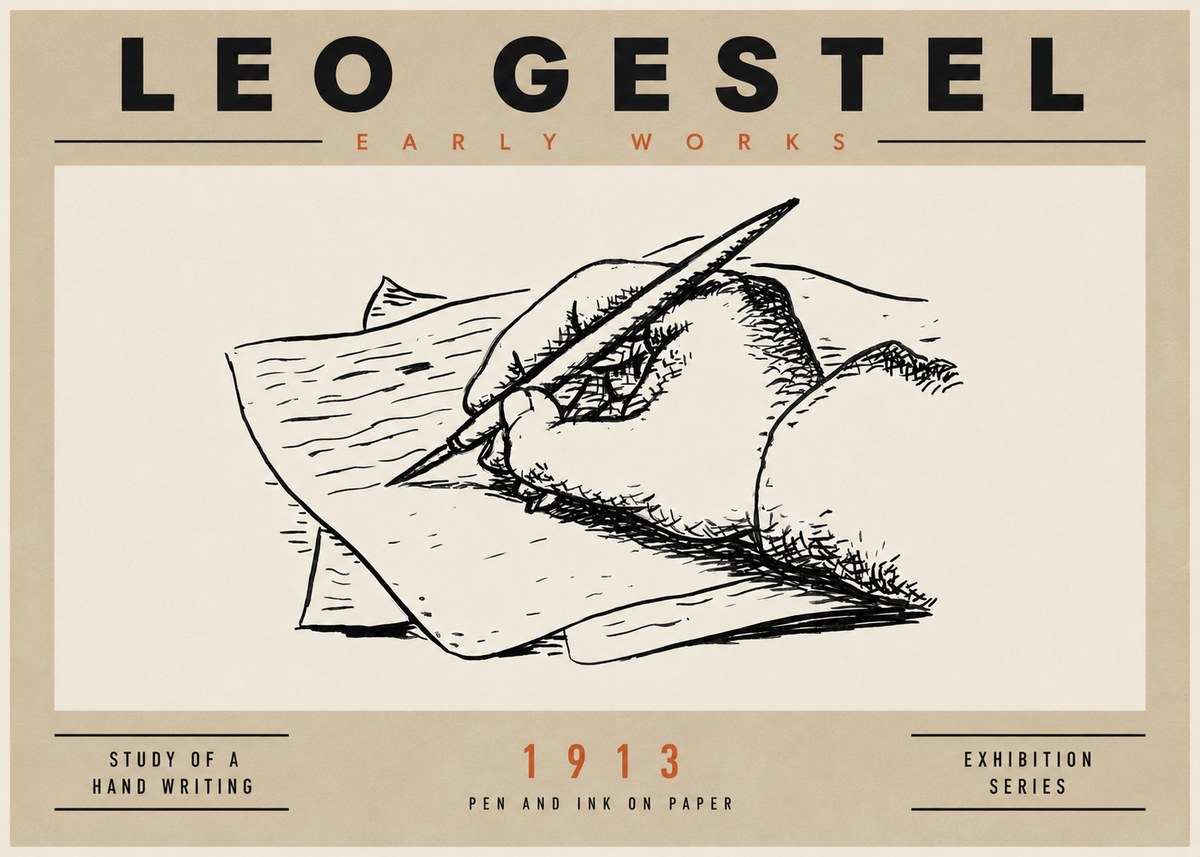 Leo Gestel Study of a Hand Writing No4 - Juliste