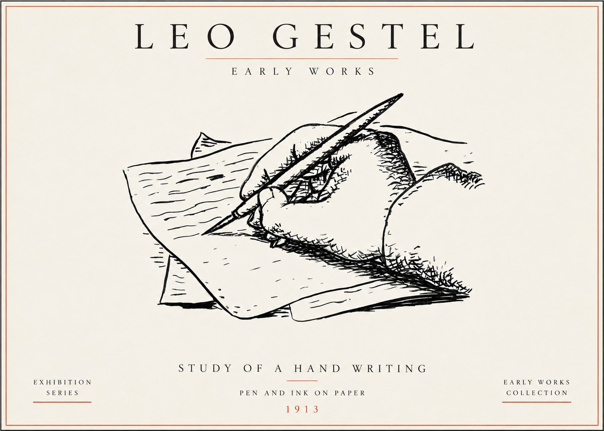 Leo Gestel Study of a Hand Writing No5 - Juliste