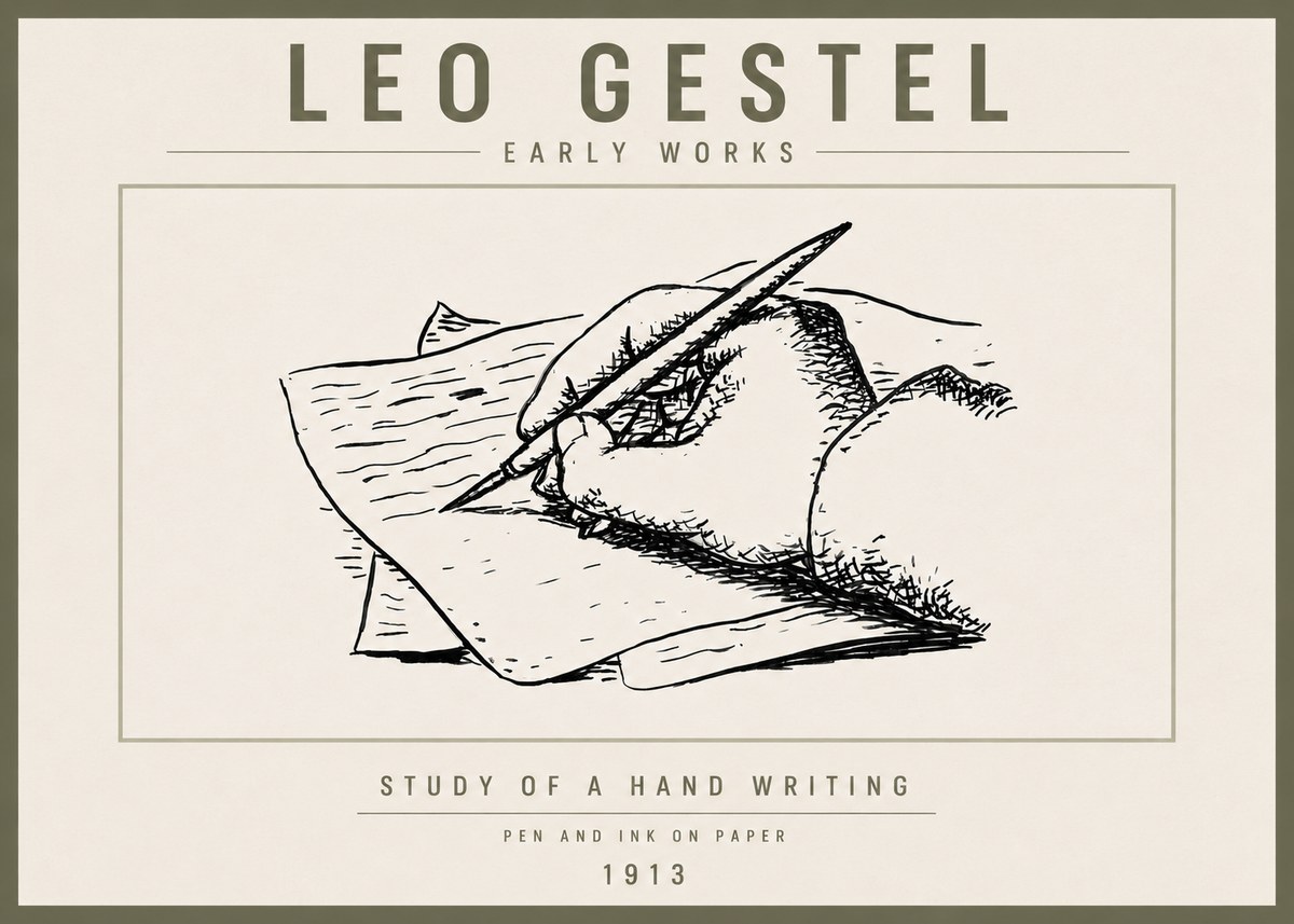 Leo Gestel Study of a Hand Writing No6 - Juliste