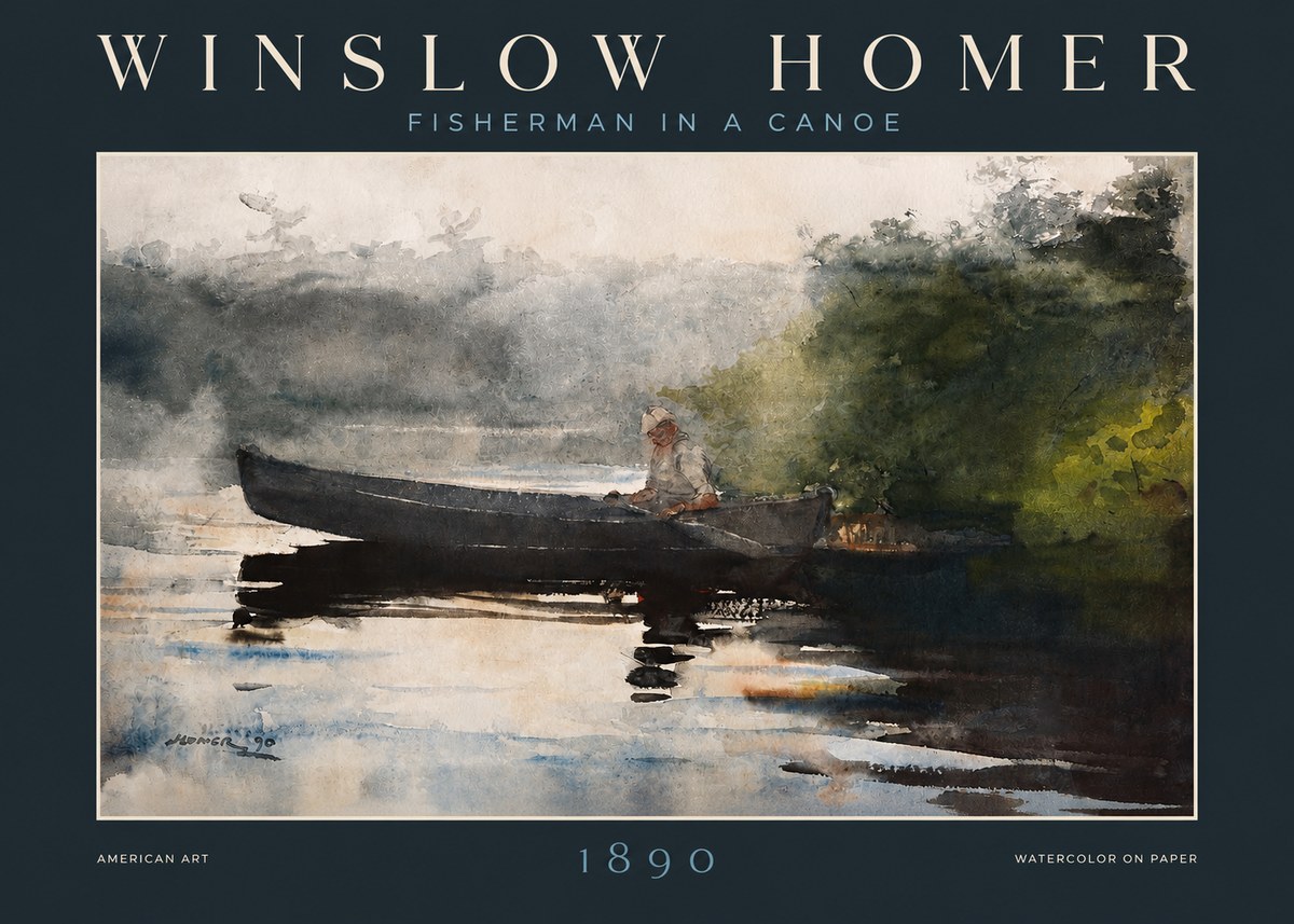 Winslow Homer Fisherman in a Canoe No2 - Juliste