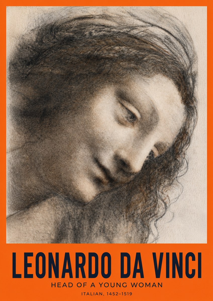 Leonardo da Vinci Head of a Young Woman I No2 - Juliste