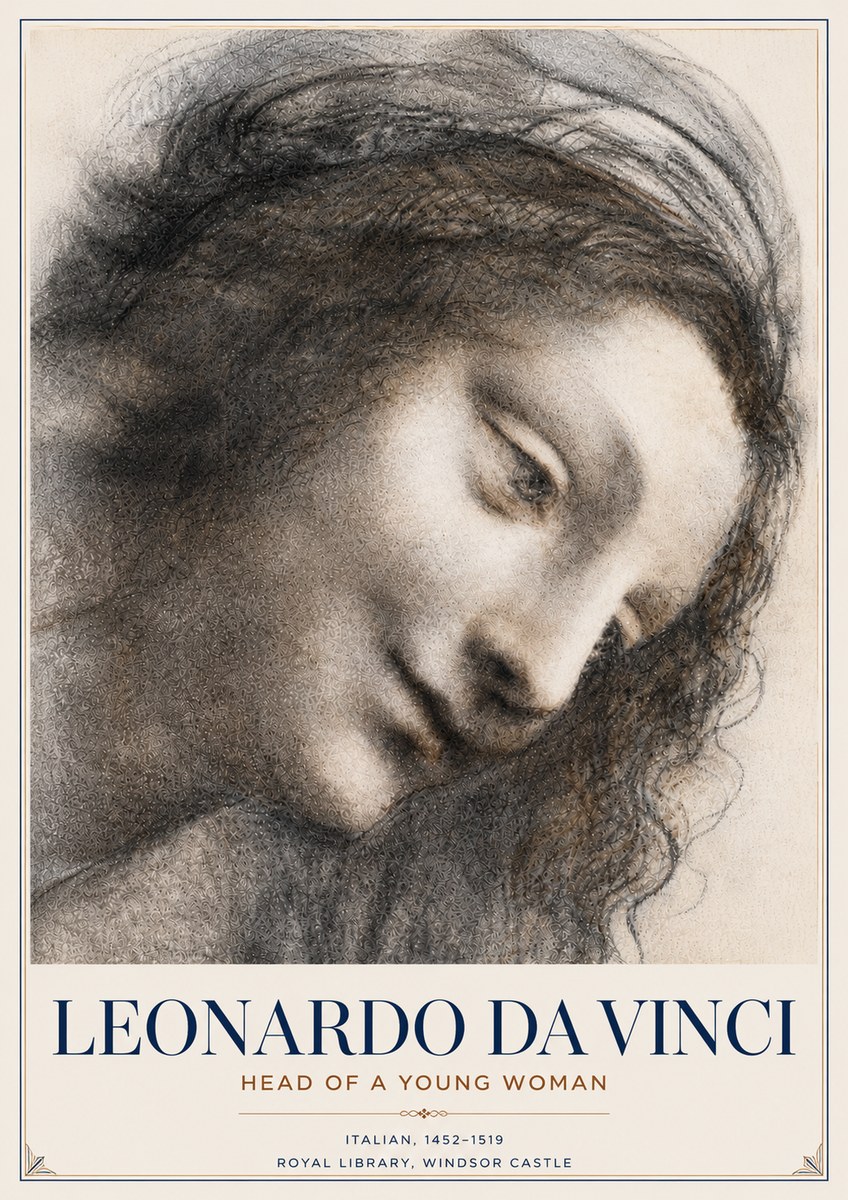 Leonardo da Vinci Head of a Young Woman I No6 - Juliste