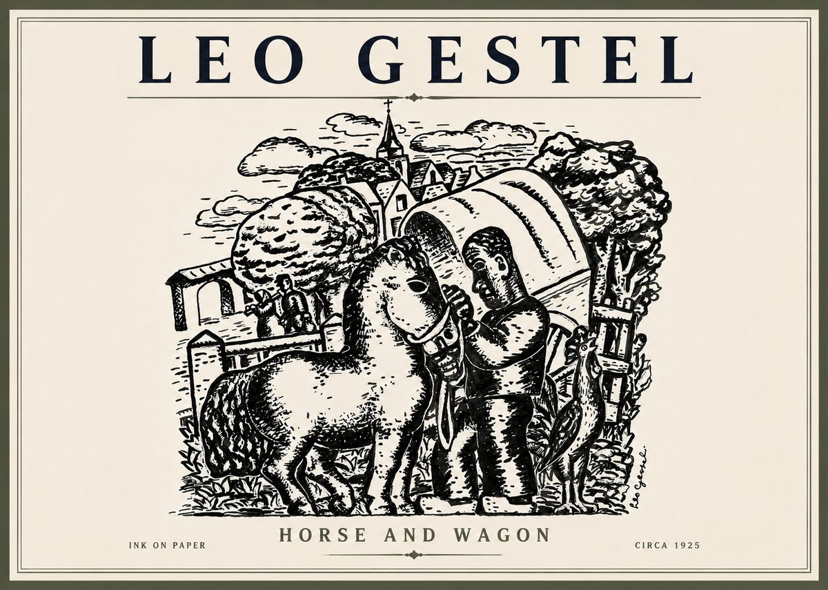 Leo Gestel Horse and Wagon No3 - Juliste