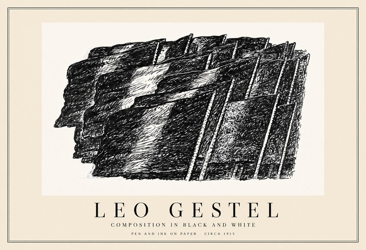 Leo Gestel Composition in Black and White No1 - Juliste