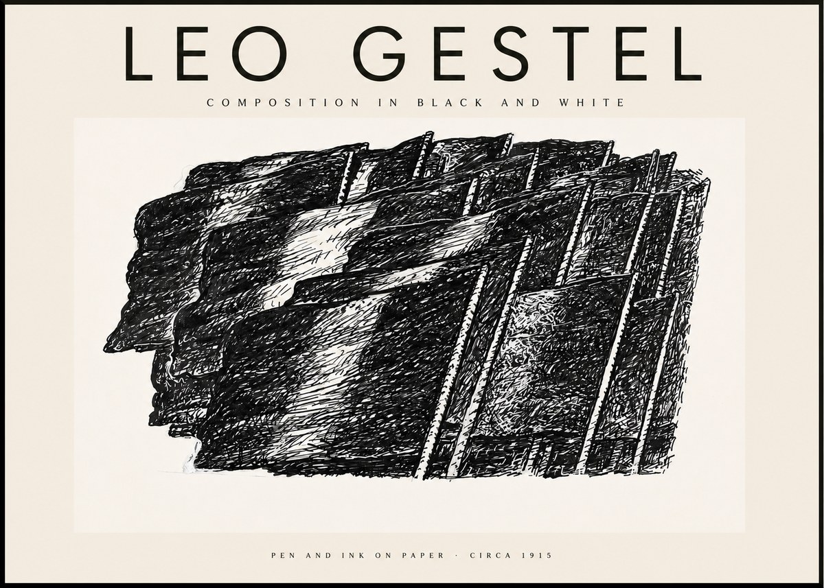 Leo Gestel Composition in Black and White No2 - Juliste
