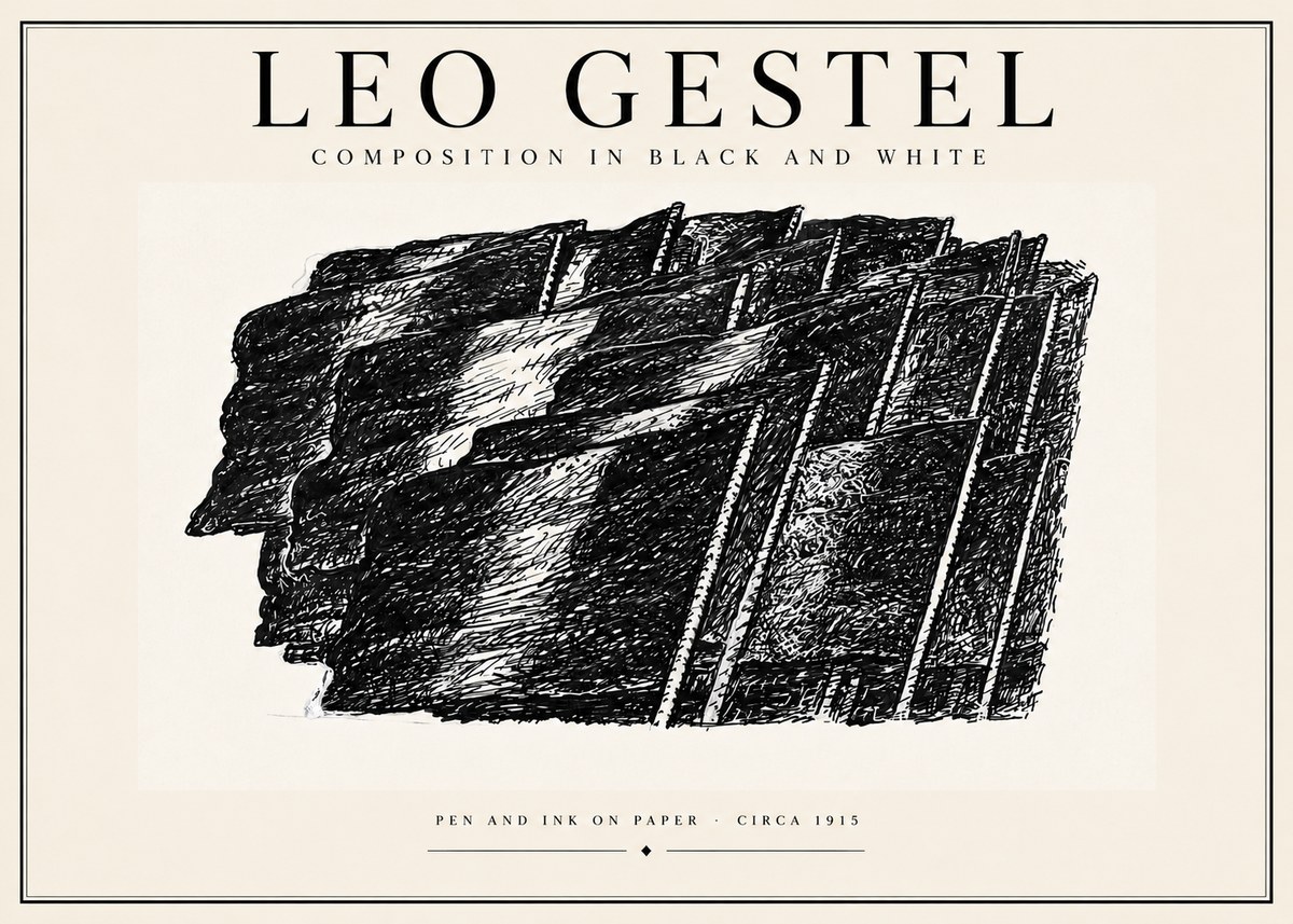 Leo Gestel Composition in Black and White No4 - Juliste