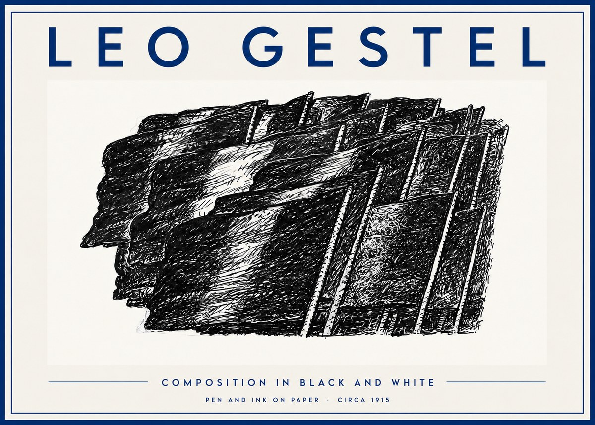 Leo Gestel Composition in Black and White No5 - Juliste