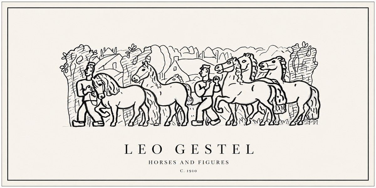 Leo Gestel Horses and Figures No1 - Juliste