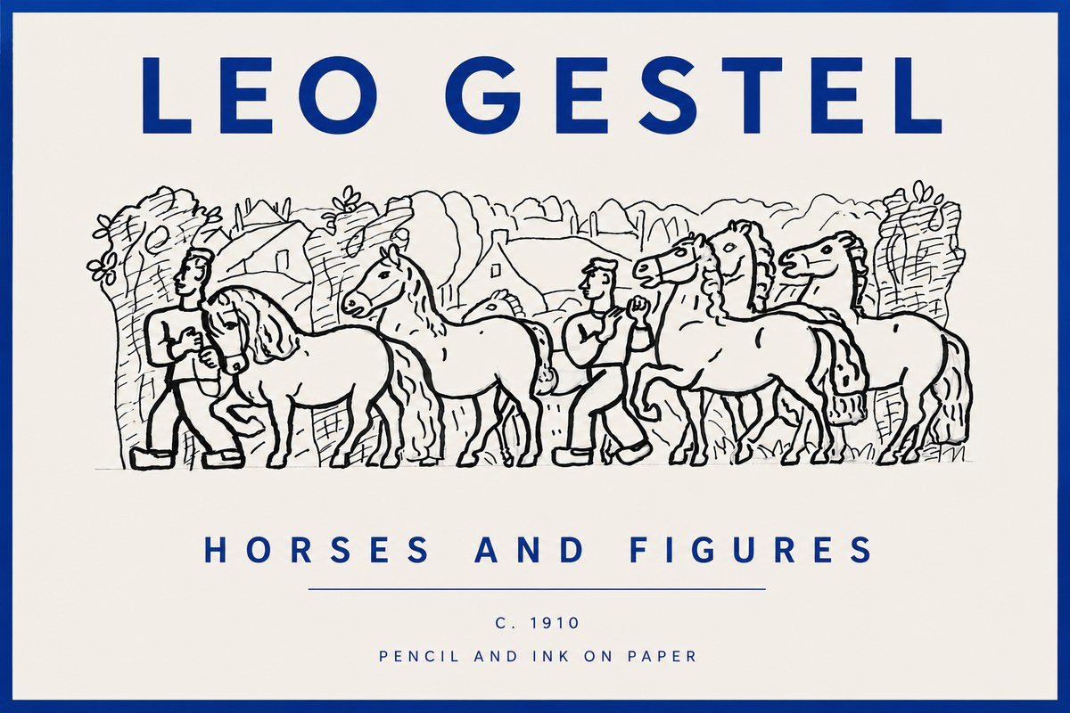 Leo Gestel Horses and Figures No5 - Juliste