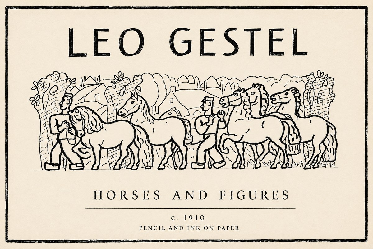 Leo Gestel Horses and Figures No6 - Juliste