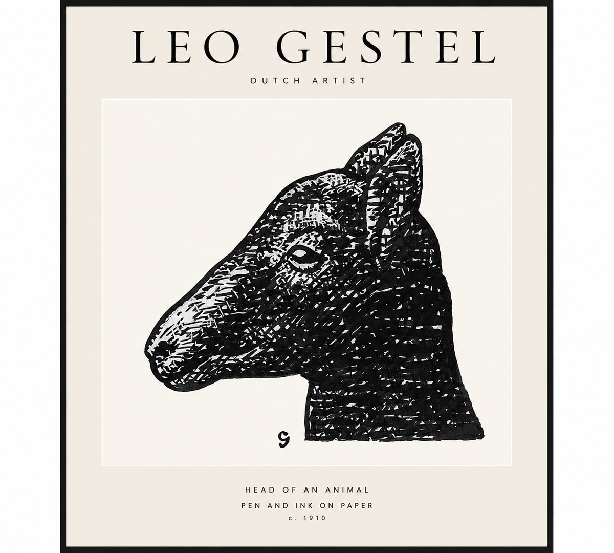 Leo Gestel Head of an Animal No1 - Juliste