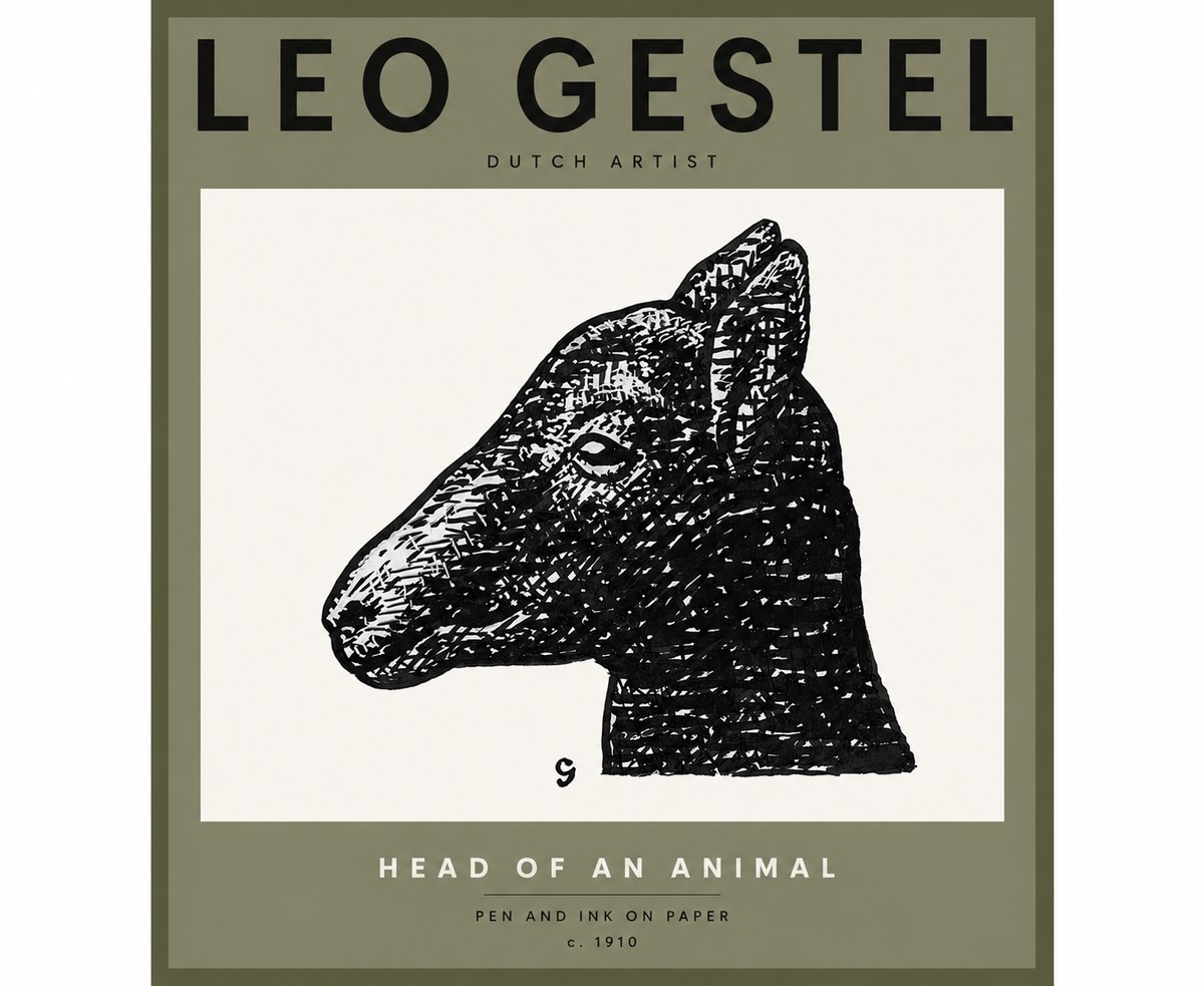 Leo Gestel Head of an Animal No3 - Juliste
