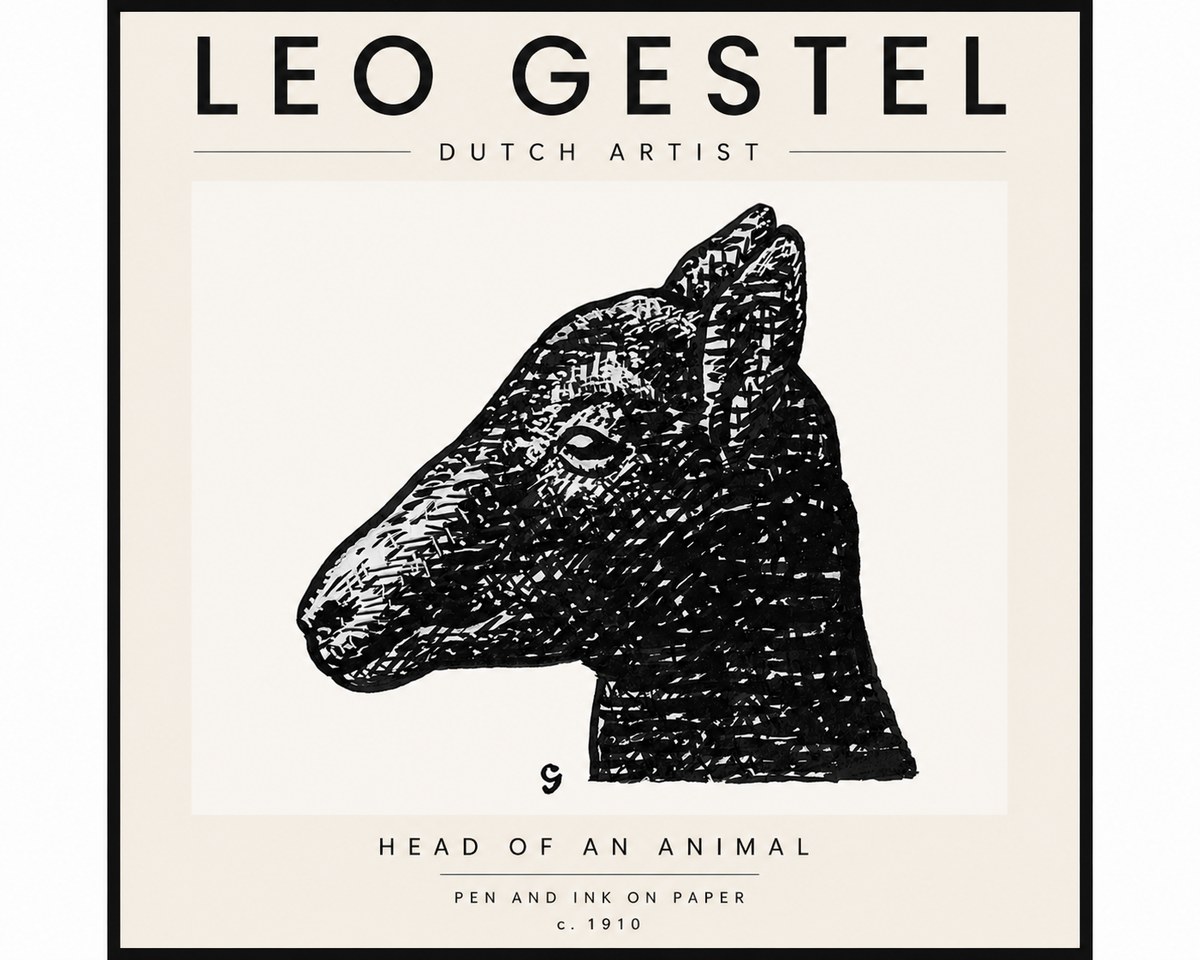 Leo Gestel Head of an Animal No4 - Juliste