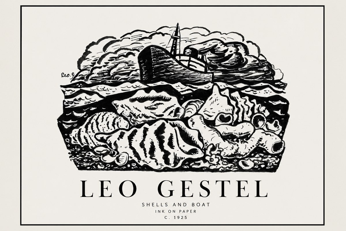 Leo Gestel Shells and Boat No1 - Juliste