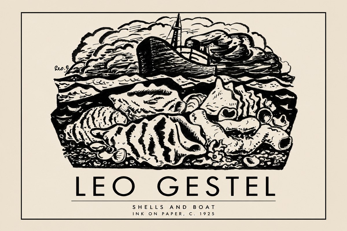 Leo Gestel Shells and Boat No2 - Juliste