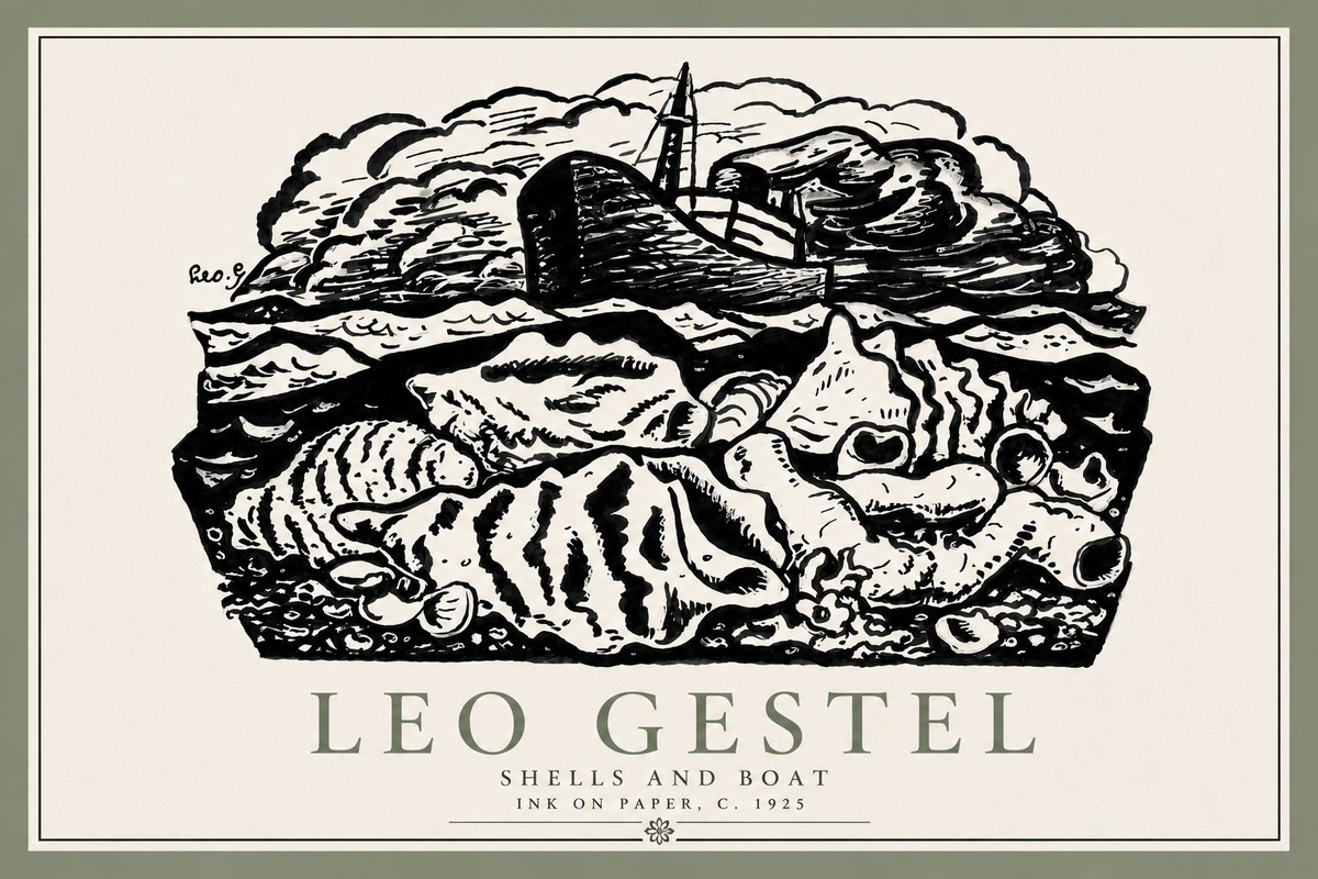 Leo Gestel Shells and Boat No6 - Juliste
