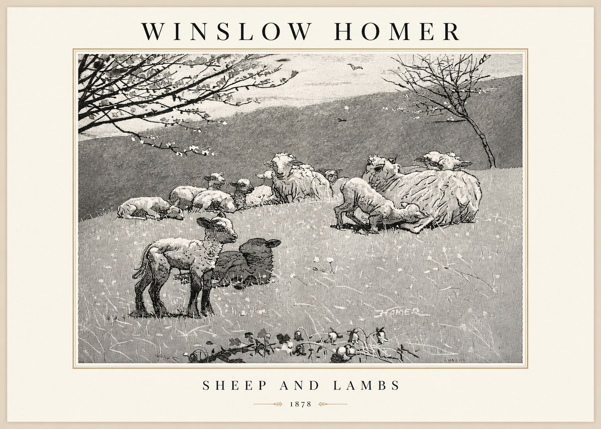 Winslow Homer Sheep and Lambs No1 - Juliste