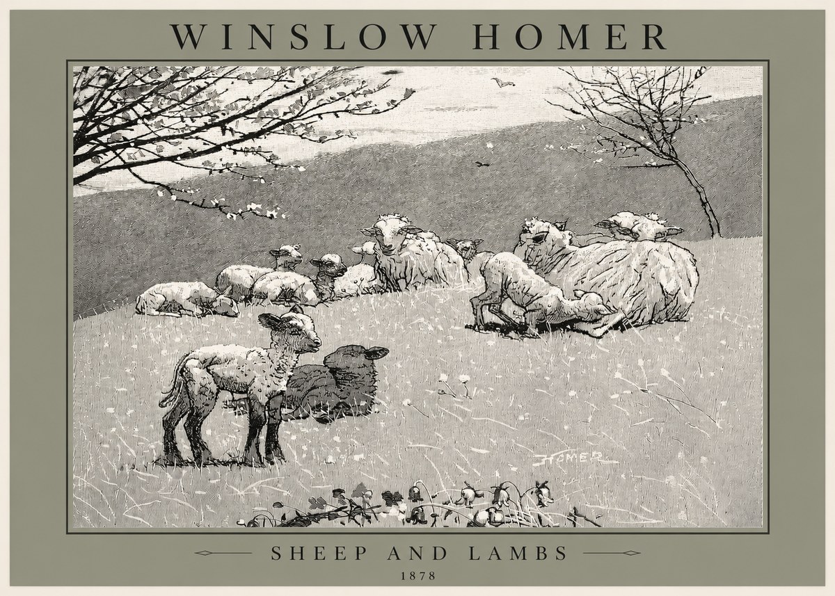 Winslow Homer Sheep and Lambs No2 - Juliste