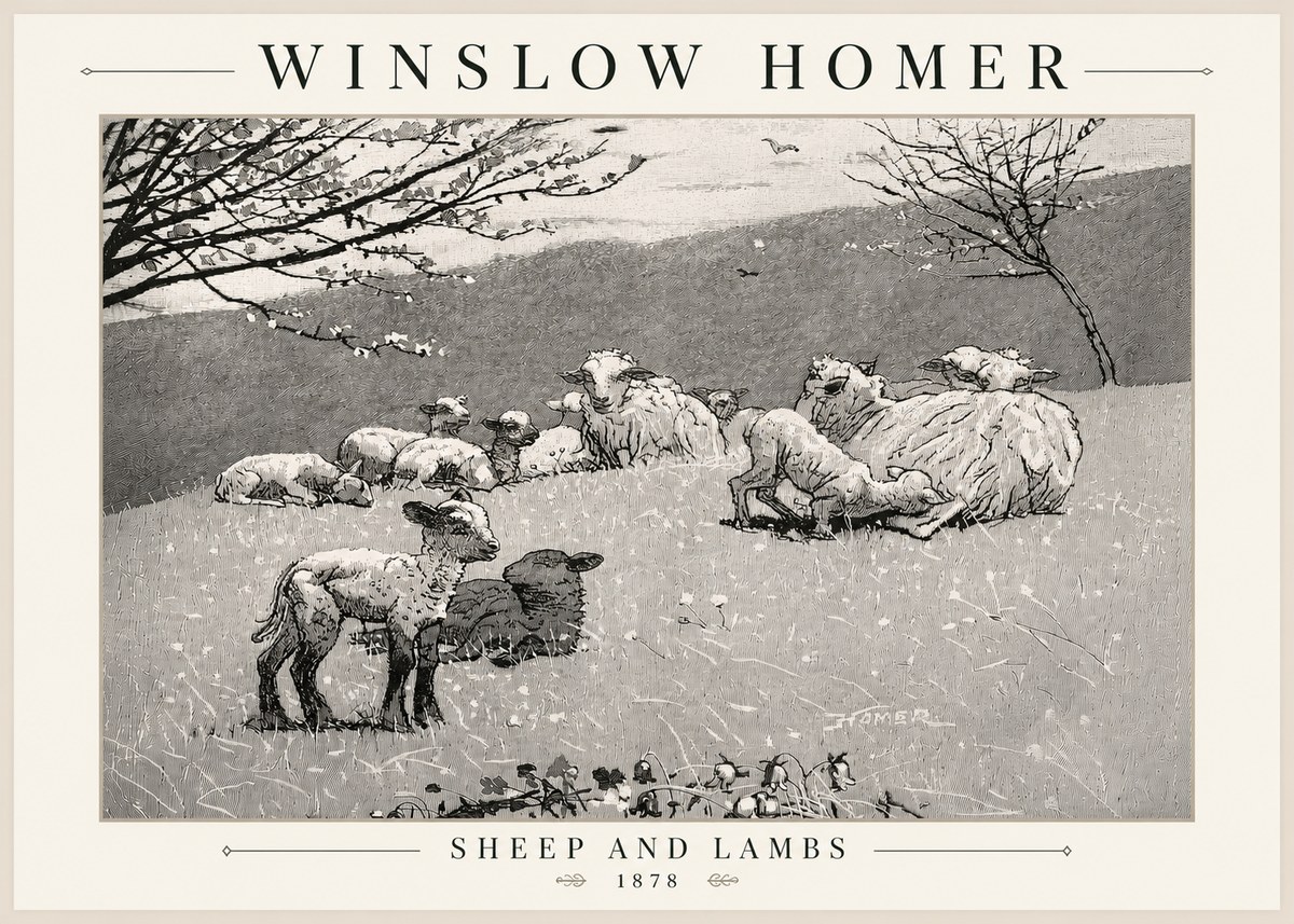 Winslow Homer Sheep and Lambs No5 - Juliste