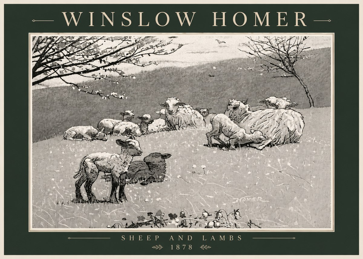 Winslow Homer Sheep and Lambs No6 - Juliste