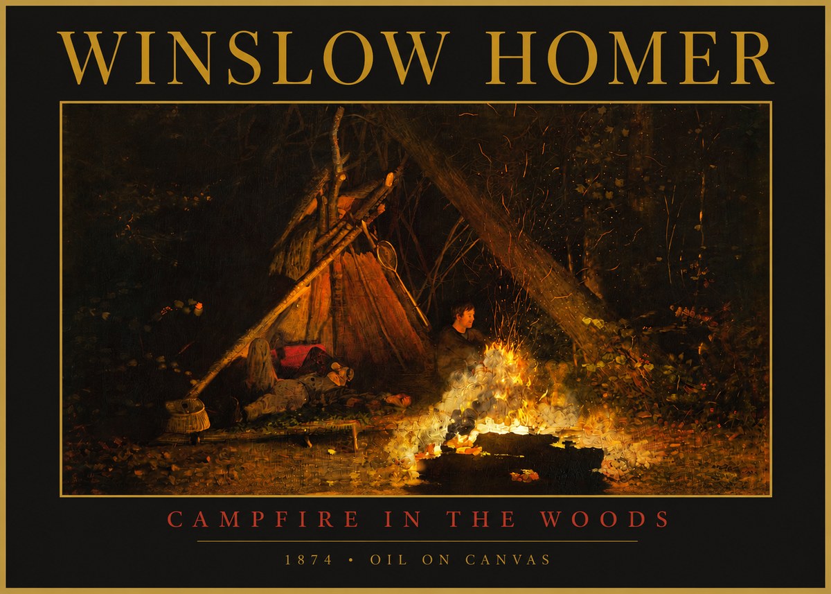 Winslow Homer Campfire in the Woods No2 - Juliste