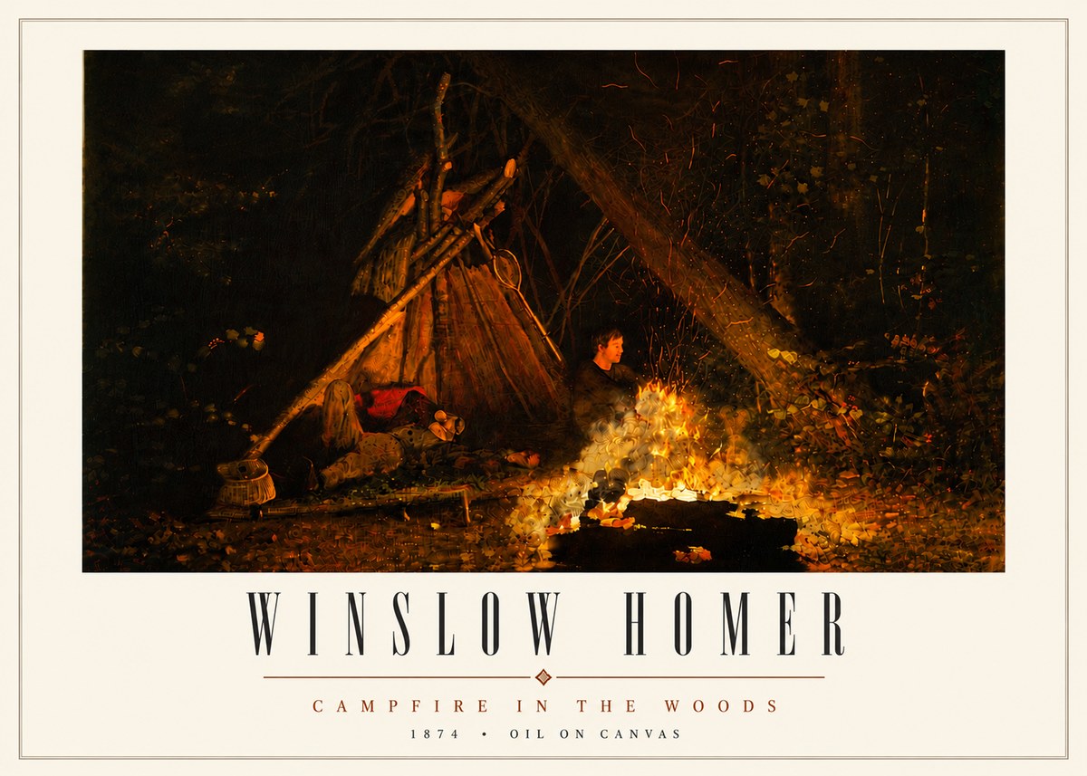 Winslow Homer Campfire in the Woods No5 - Juliste
