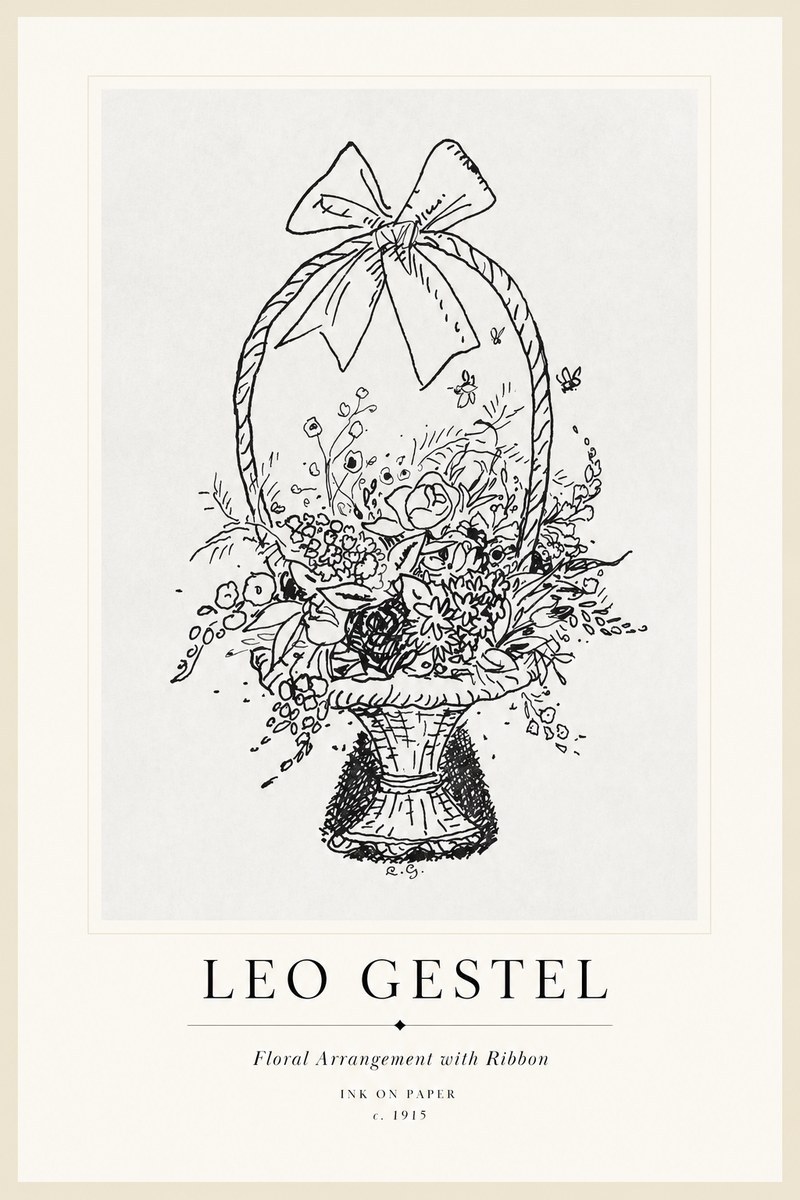Leo Gestel Floral Arrangement with Ribbon No1 - Juliste