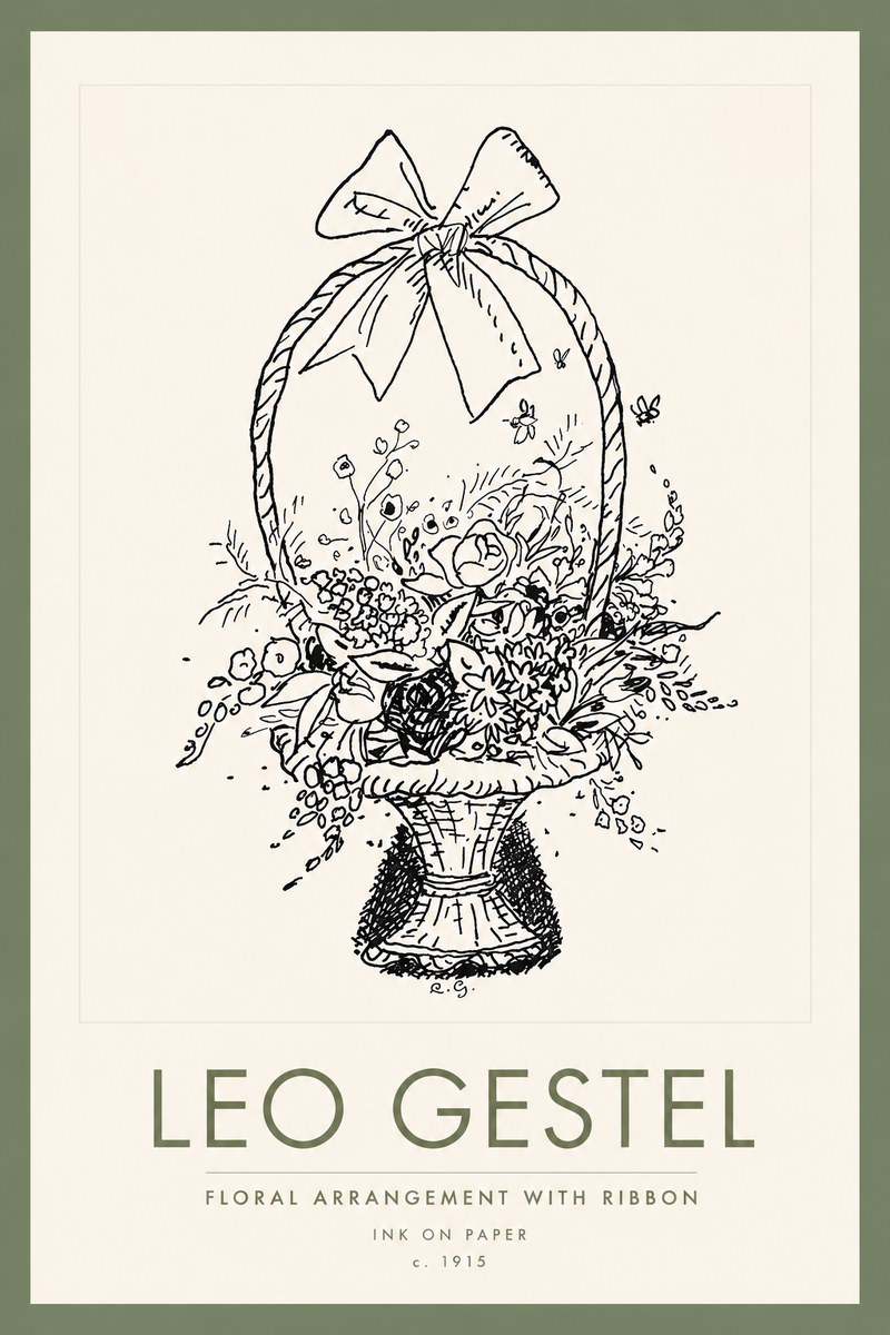 Leo Gestel Floral Arrangement with Ribbon No2 - Juliste