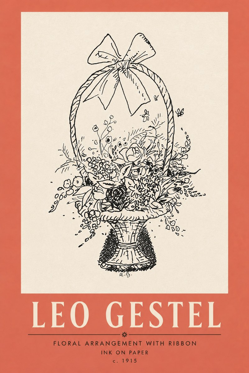 Leo Gestel Floral Arrangement with Ribbon No3 - Juliste