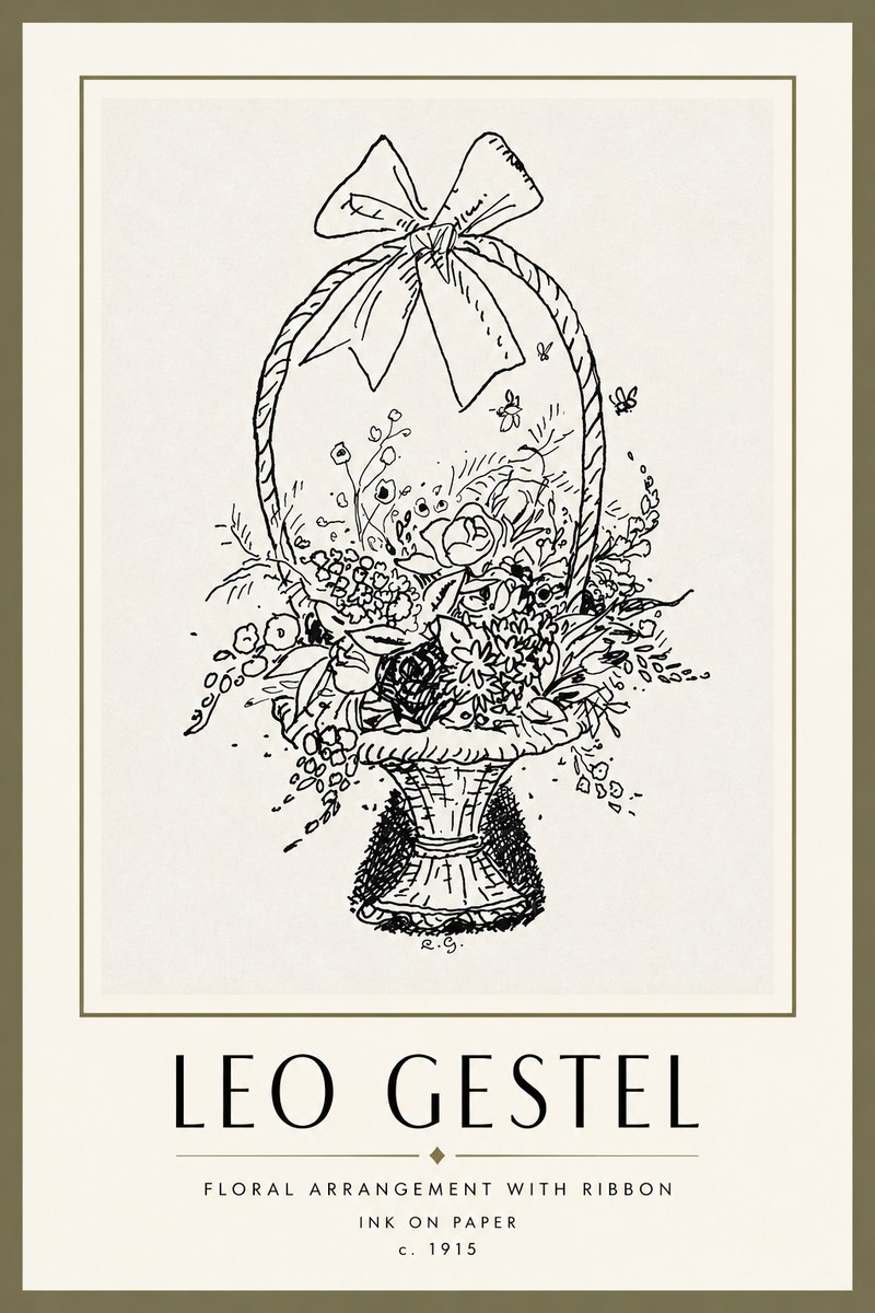 Leo Gestel Floral Arrangement with Ribbon No4 - Juliste