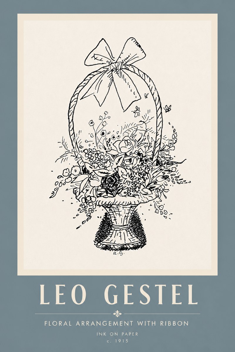 Leo Gestel Floral Arrangement with Ribbon No5 - Juliste