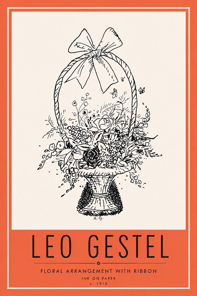 Leo Gestel Floral Arrangement with Ribbon No6 - Juliste