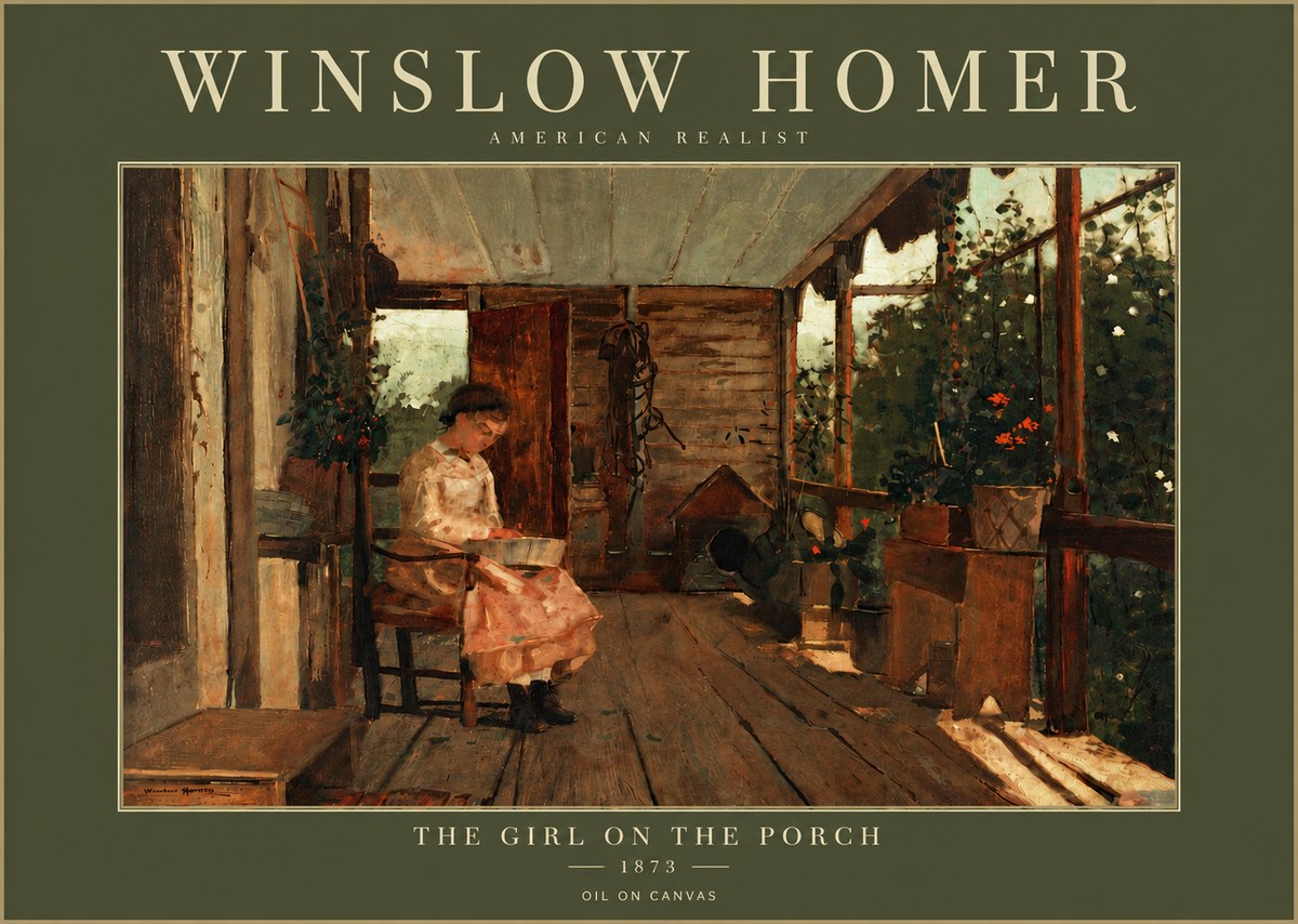 Winslow Homer The Girl on the Porch No5 - Juliste