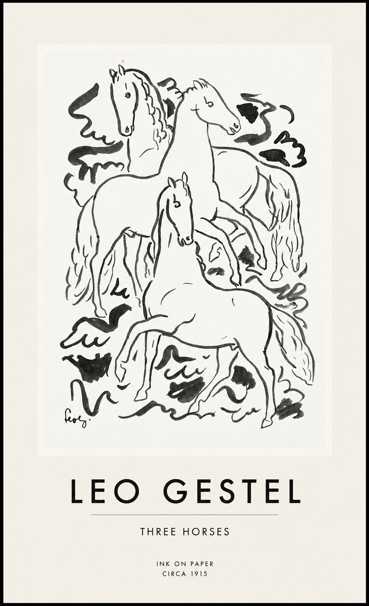 Leo Gestel Three Horses No1 - Juliste