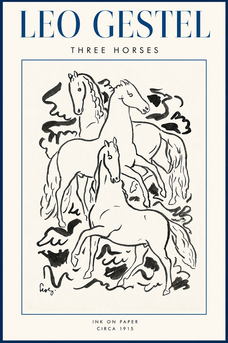 Leo Gestel Three Horses No2 - Juliste