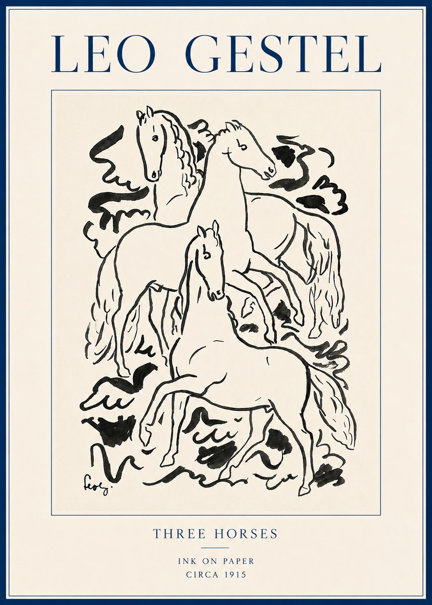 Leo Gestel Three Horses No6 - Juliste