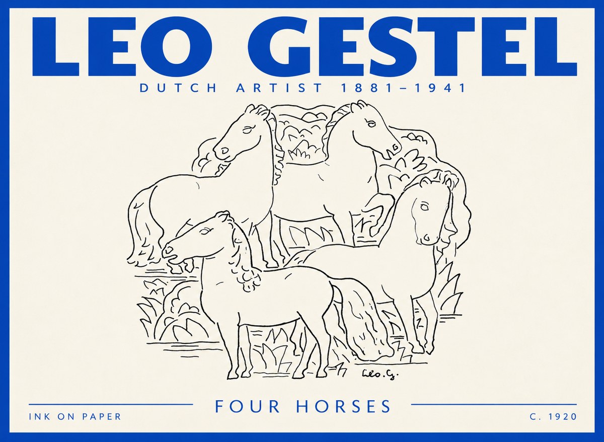 Leo Gestel Four Horses No2 - Juliste