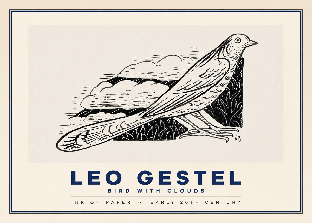 Leo Gestel Bird with Clouds No2 - Juliste