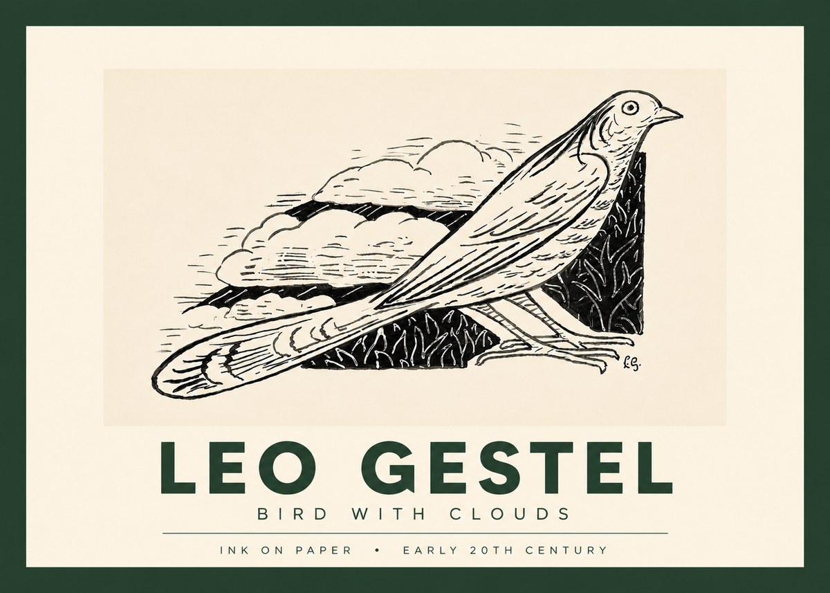Leo Gestel Bird with Clouds No4 - Juliste