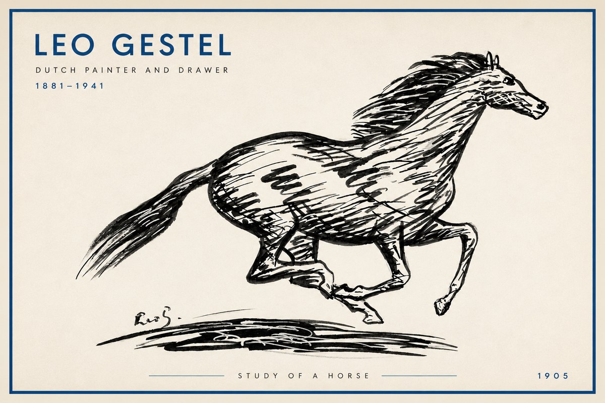 Leo Gestel Study of a Horse No3 - Juliste