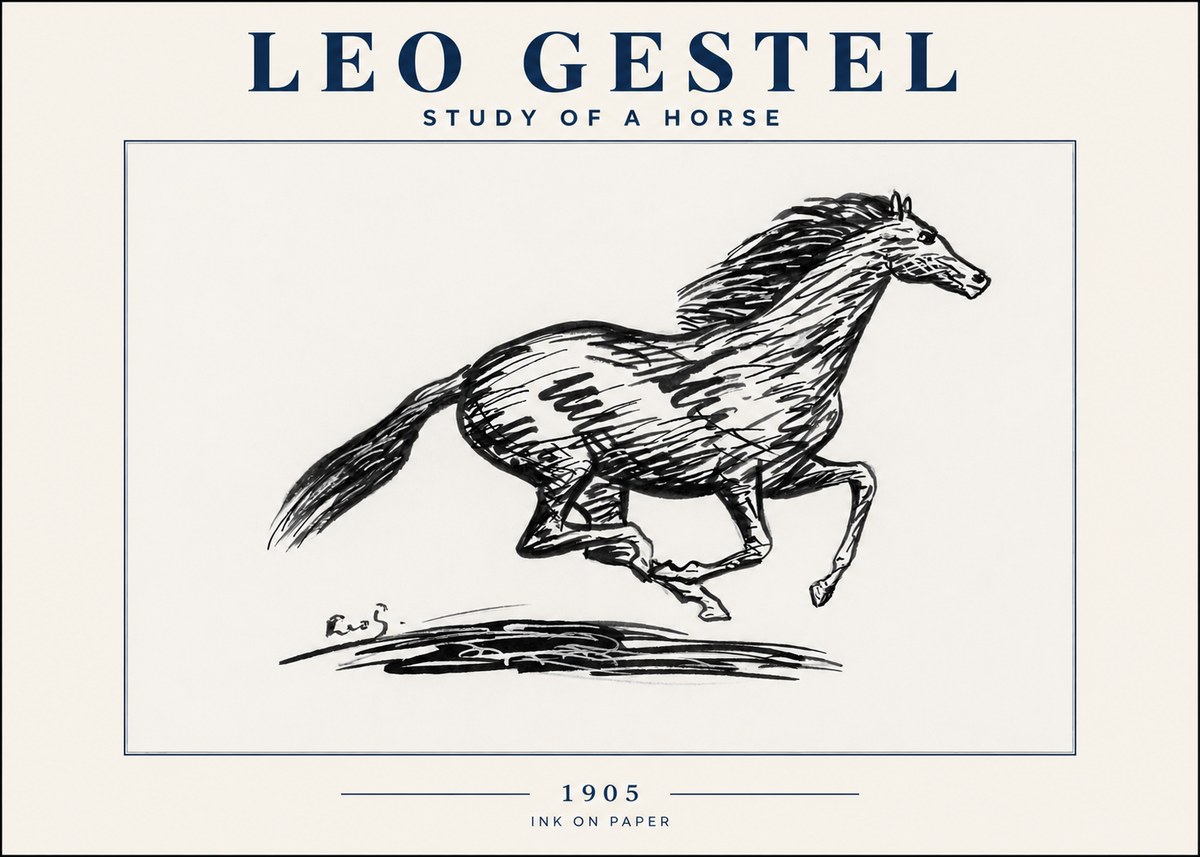 Leo Gestel Study of a Horse No4 - Juliste