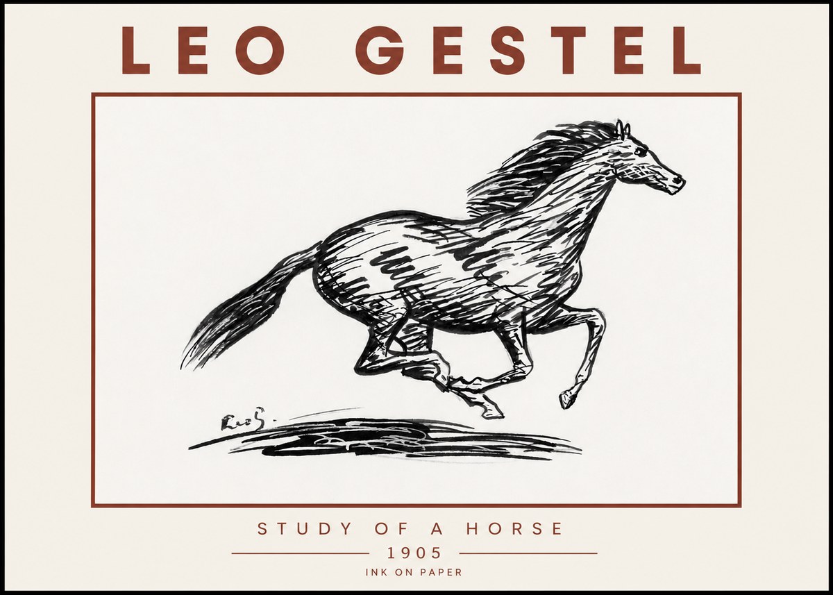 Leo Gestel Study of a Horse No5 - Juliste