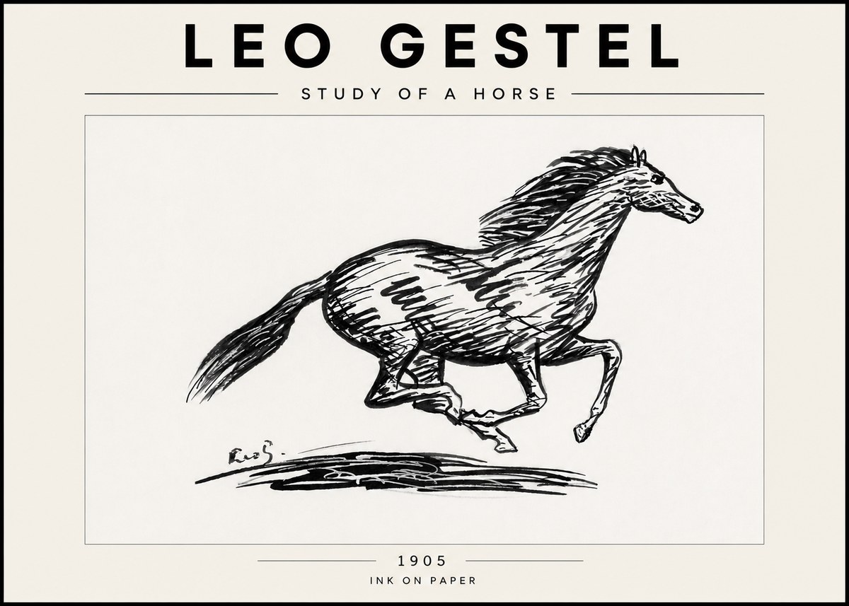 Leo Gestel Study of a Horse No6 - Juliste