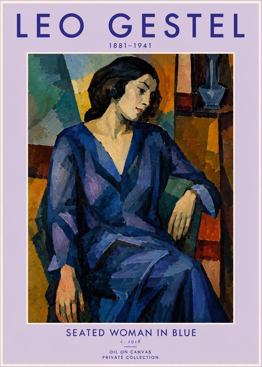 Leo Gestel Seated Woman in Blue No5 - Juliste