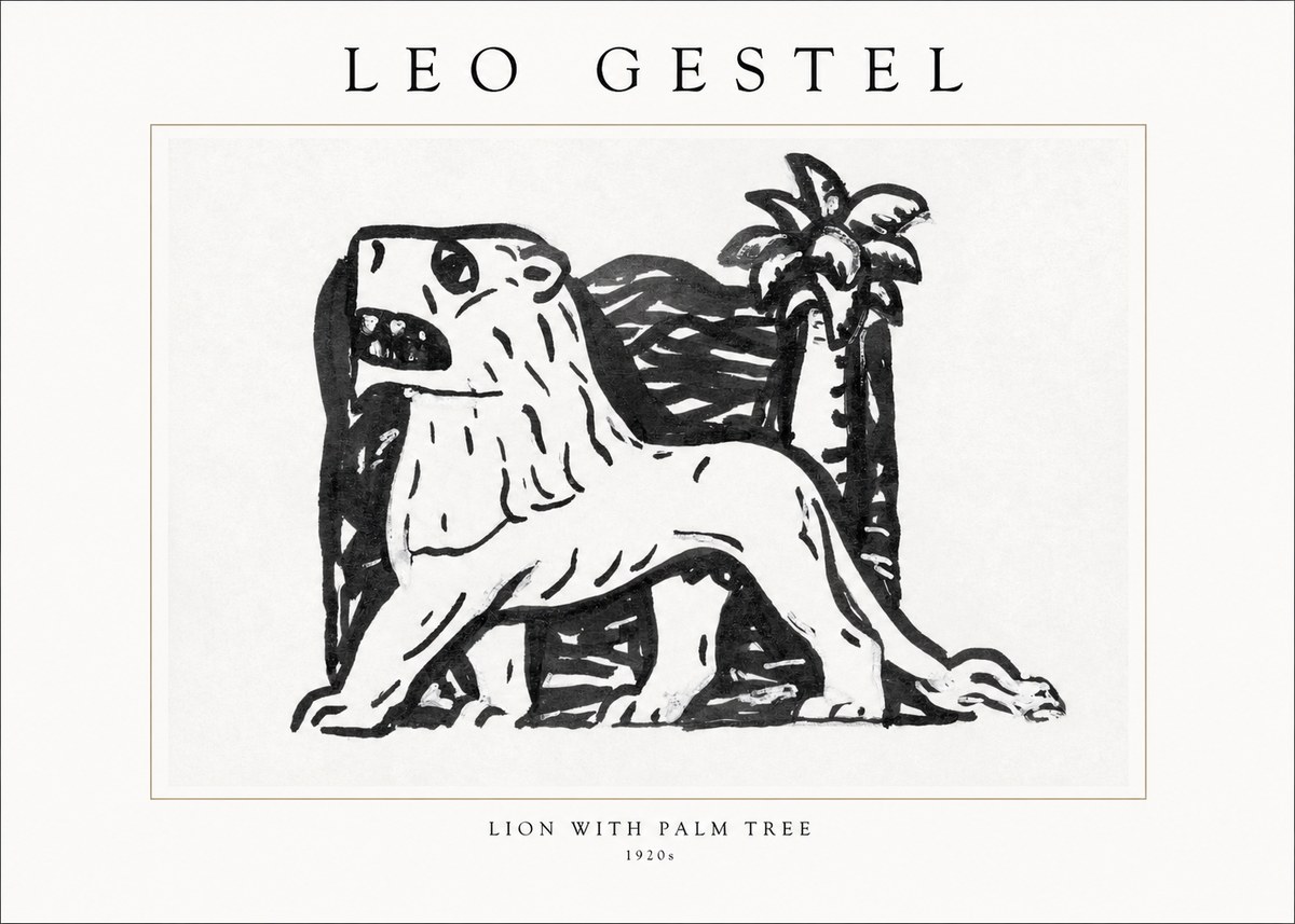Leo Gestel Lion with Palm Tree No1 - Juliste
