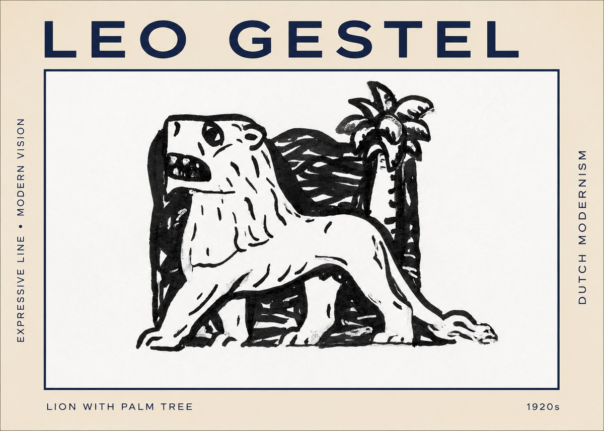 Leo Gestel Lion with Palm Tree No2 - Juliste