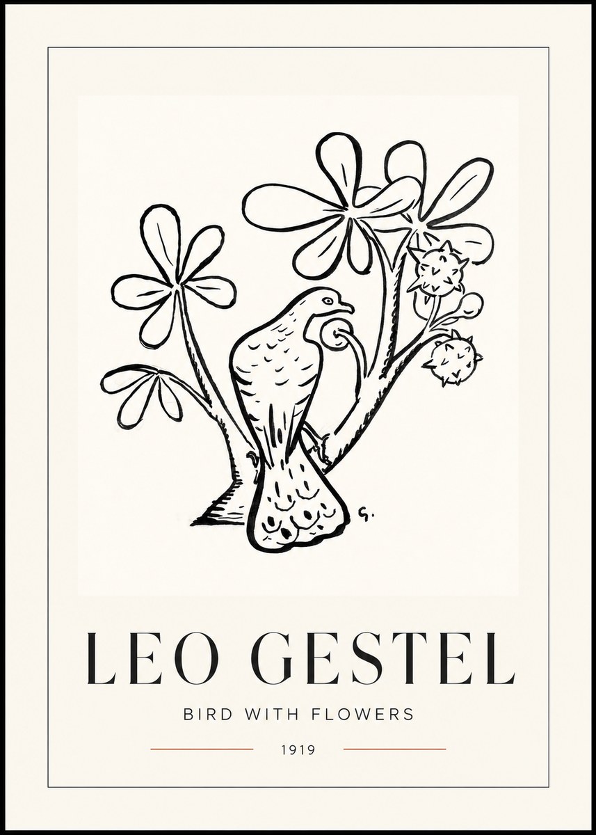 Leo Gestel Bird with Flowers No1 - Juliste