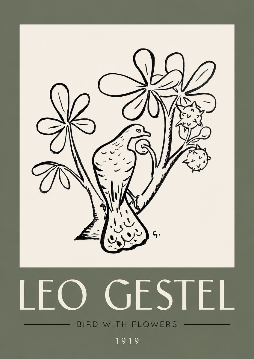 Leo Gestel Bird with Flowers No3 - Juliste