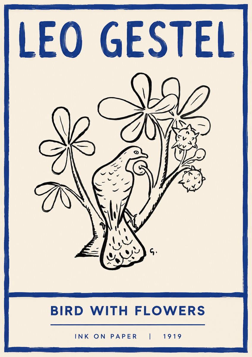 Leo Gestel Bird with Flowers No4 - Juliste