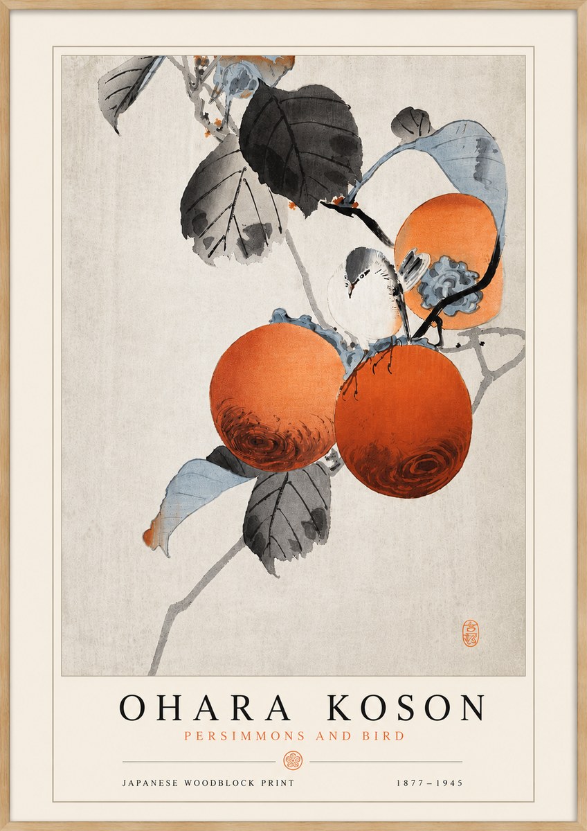 Ohara Koson Persimmons and Bird No5 - Juliste